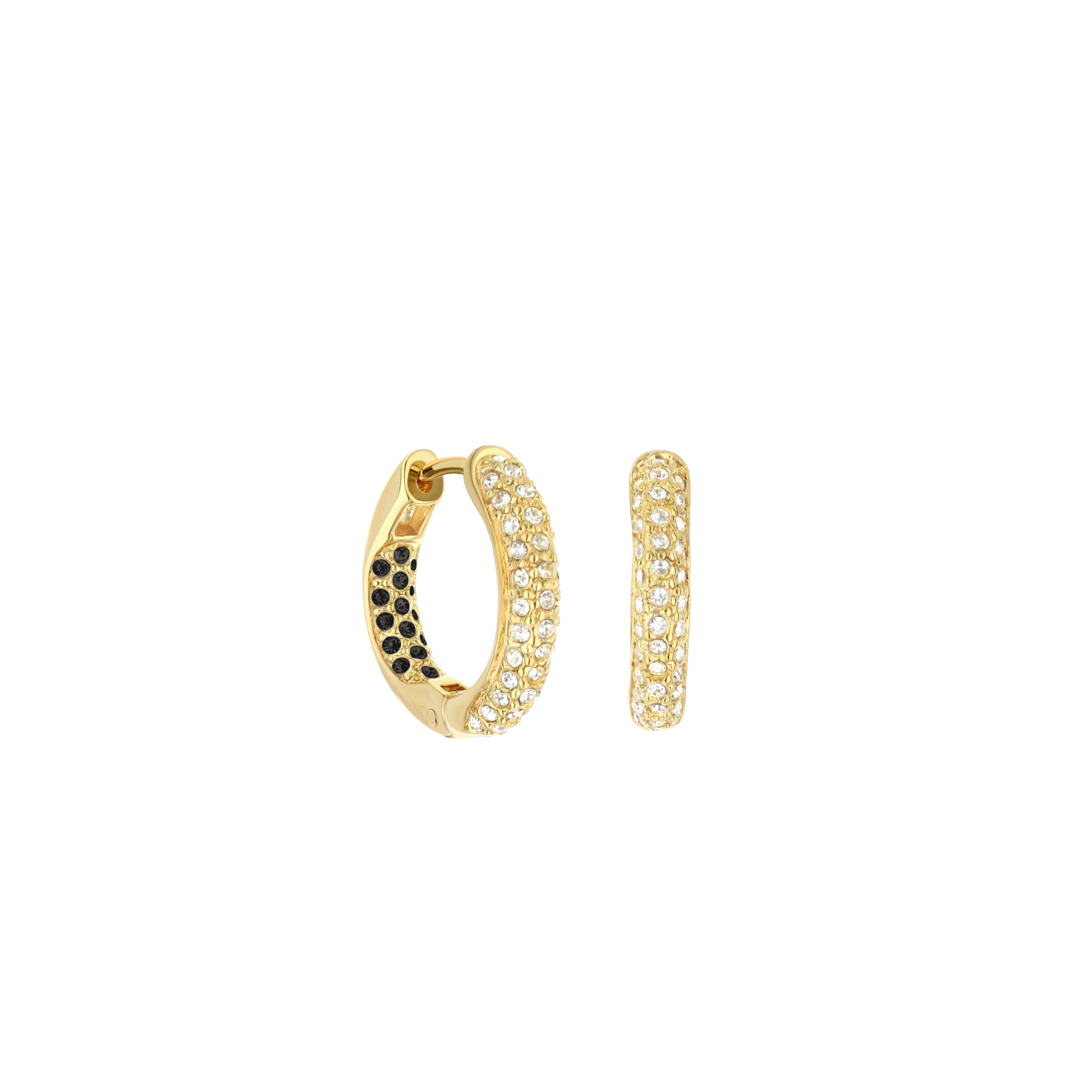 Pave Hoop Earrings Domed Huggie by Lauren G Adams, gold-tone hoops encrusted with clear crystals on Tampa Home & Garden Store