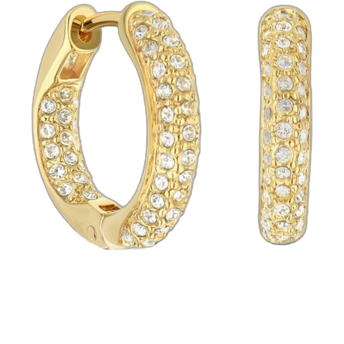 Pave hoop earrings domed huggie pair in gold with pave crystals by Lauren G Adams on Tampa Home & Garden Store