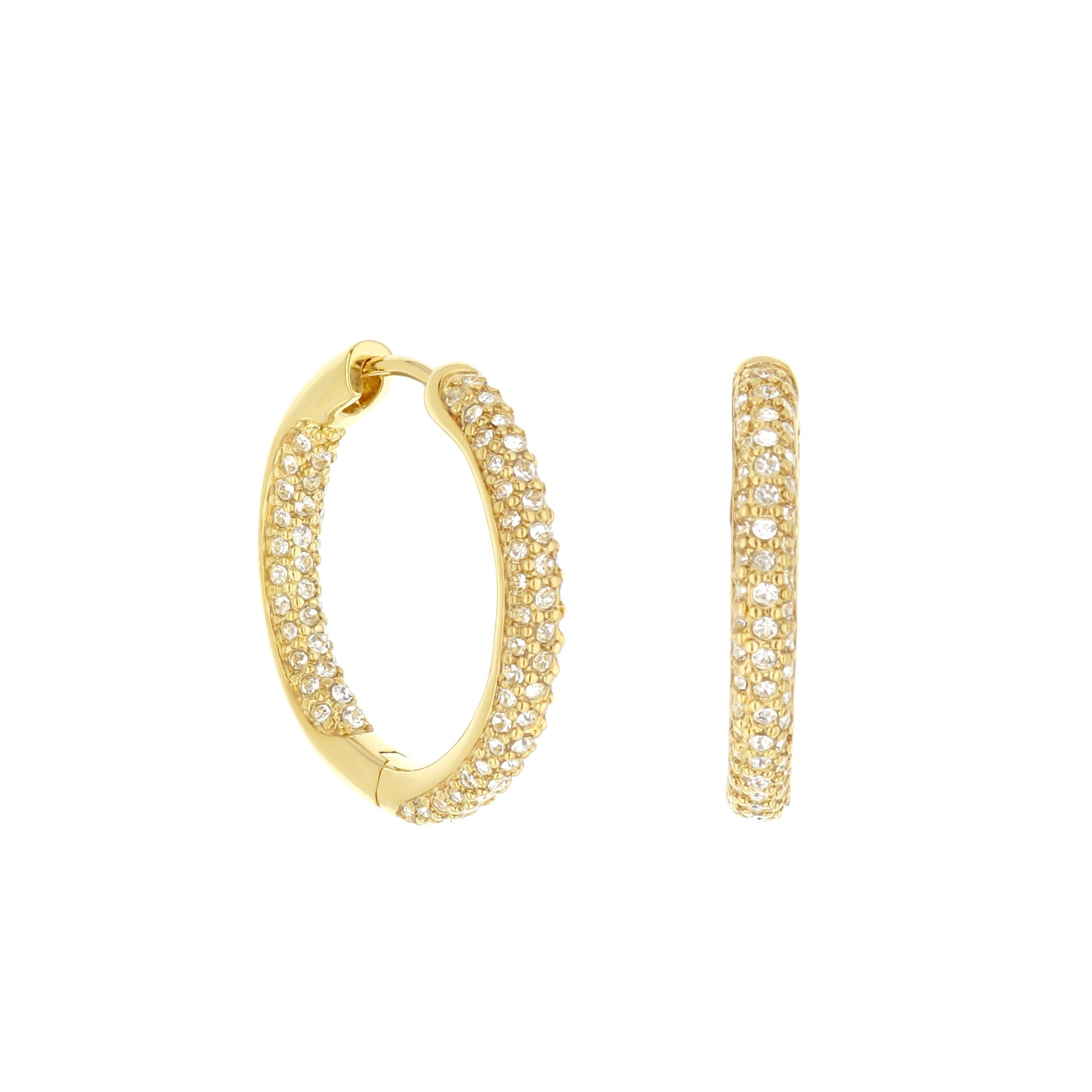 Pave Hoop Earrings Domed Huggie, gold pave by Lauren G Adams on Tampa Home & Garden Store