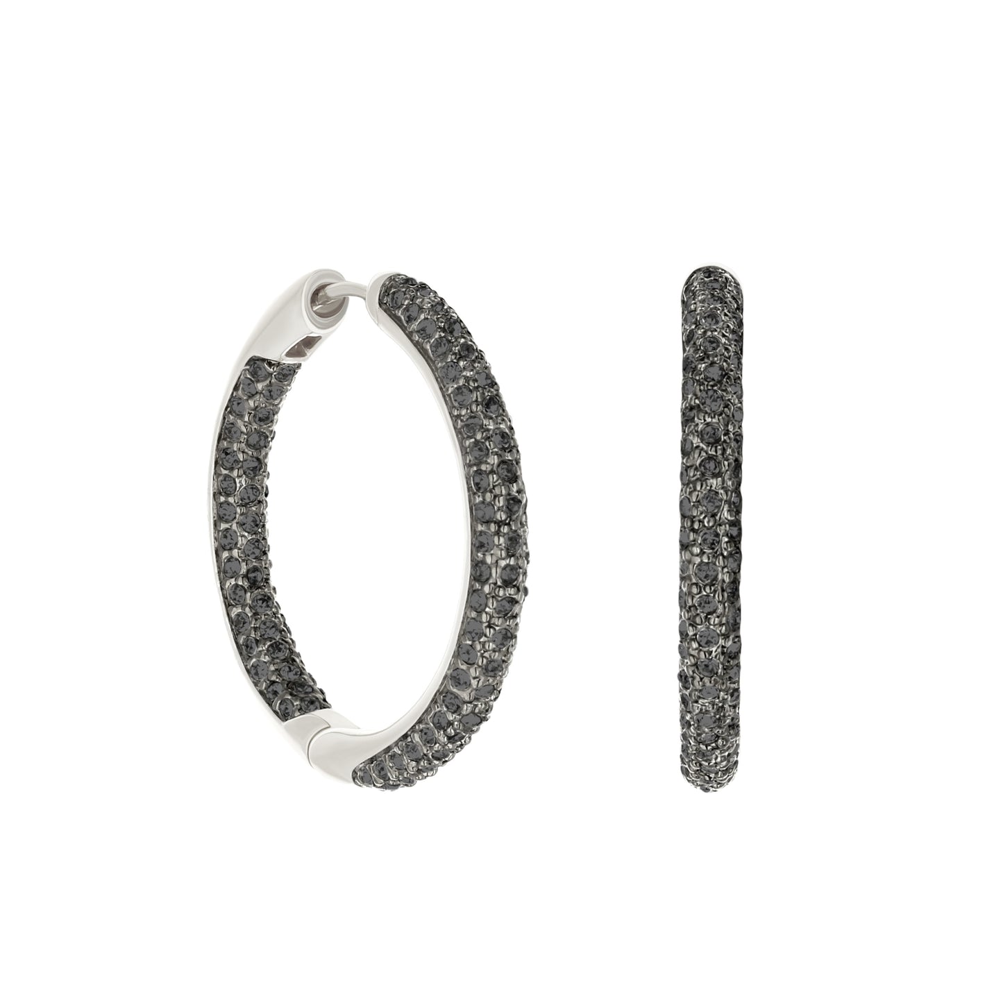 Pave Hoop Earrings Domed Huggie by Lauren G Adams silver-tone pavé hoops on Tampa Home & Garden Store