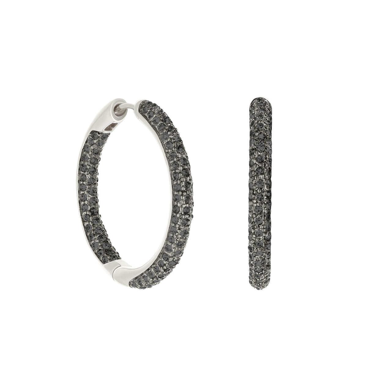 Pave Hoop Earrings Domed Huggie by Lauren G Adams silver-tone pavé hoops on Tampa Home & Garden Store