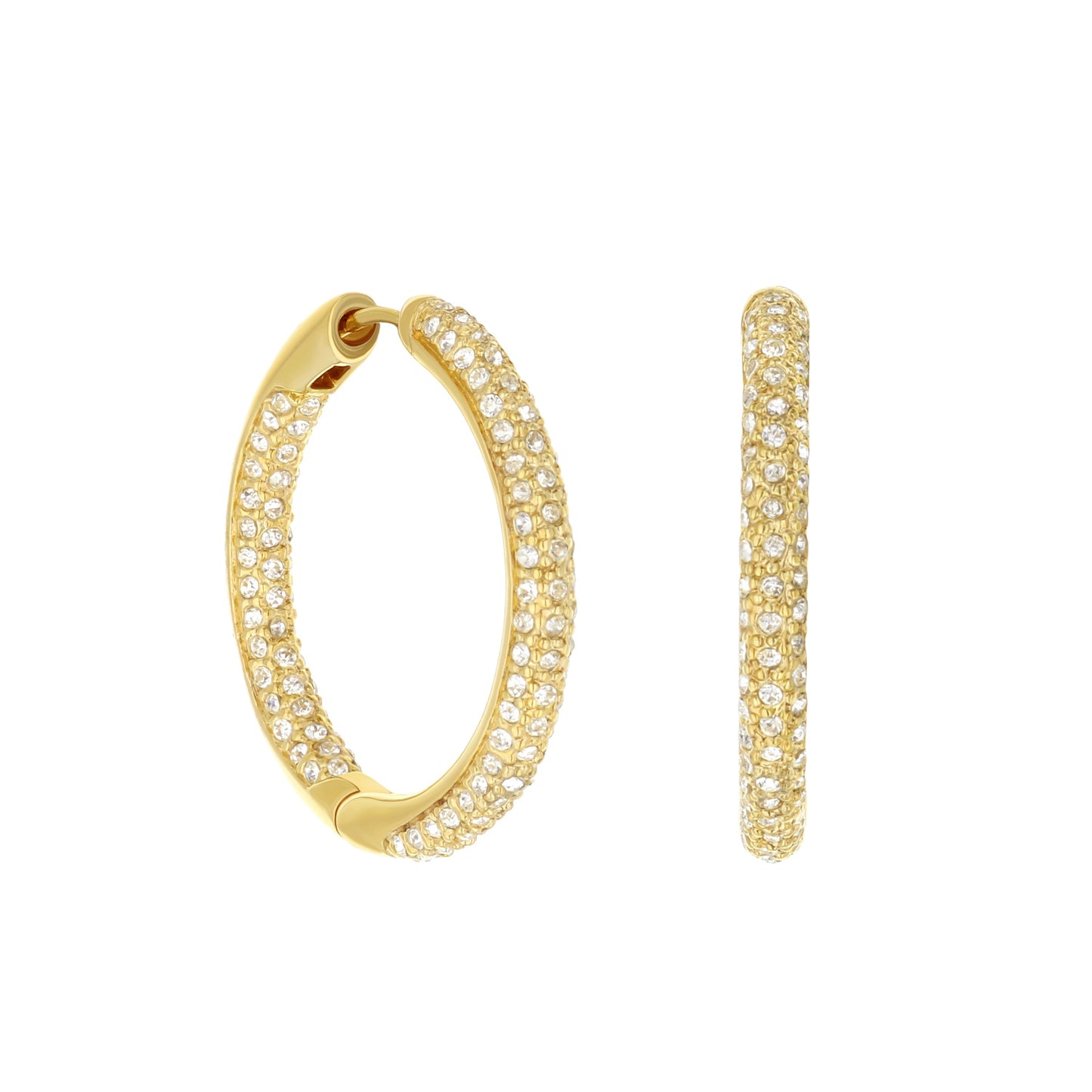 Pave Hoop Earrings — Domed Huggie, gold-tone pavé crystal hoops by Lauren G Adams (3) on Tampa Home & Garden Store