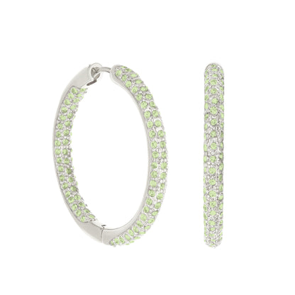 Pave Hoop Earrings Domed Huggie trio in silver with lime pave stones Lauren G Adams on Tampa Home & Garden Store