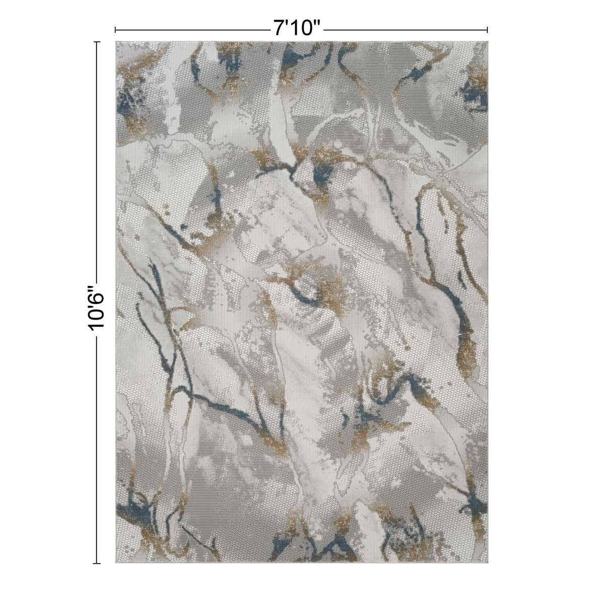 Geometrix Gray Area Rug with 3D effect; abstract marble pattern with blue and tan veining on Tampa Home & Garden Store