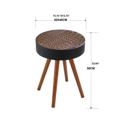 Round coffee table with carved top and solid wood legs in dark brown/black by HouseOfZazla on Tampa Home & Garden Store
