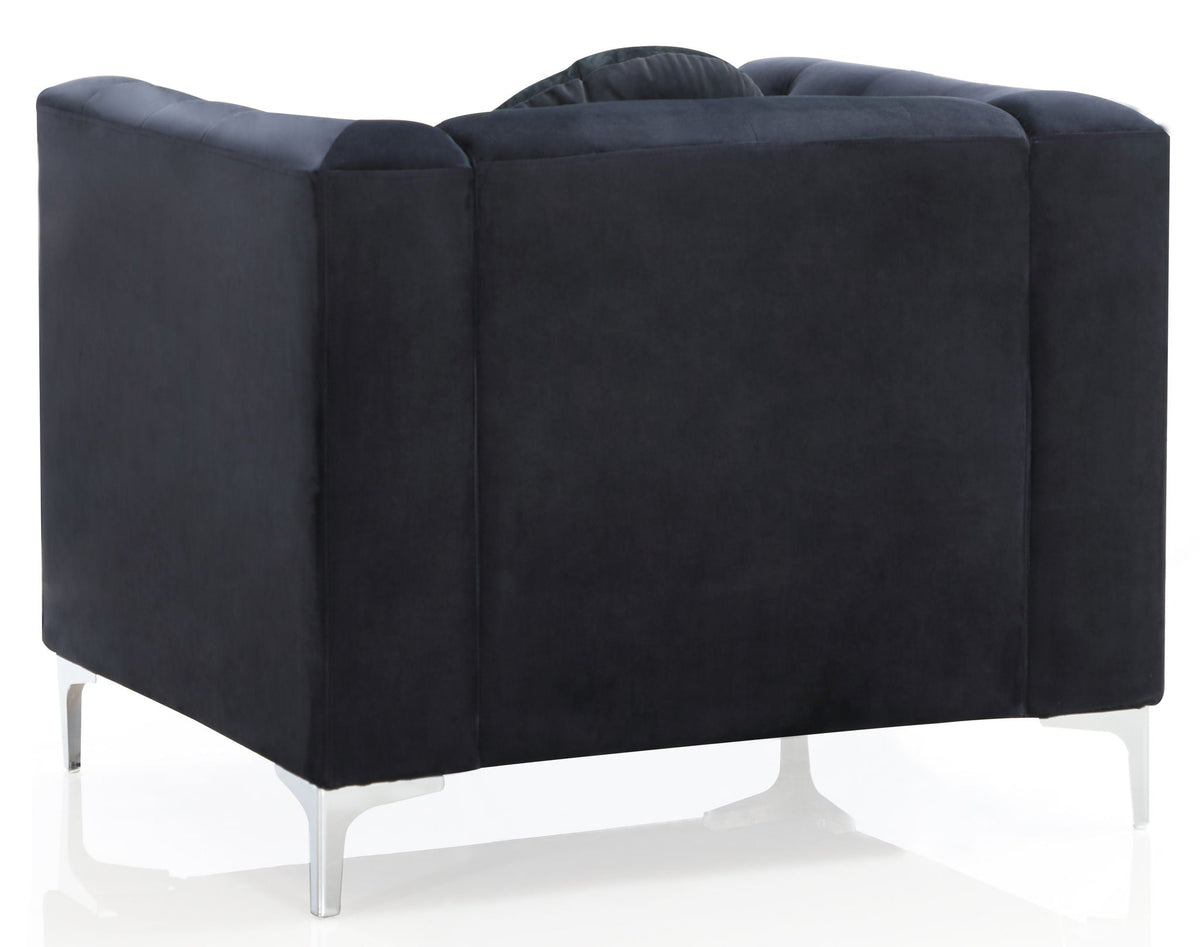 Contemporary sloped-arm chair in black MicroSuede upholstery with chrome legs by HouseOfZazla on Tampa Home & Garden Store