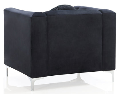 Contemporary sloped-arm chair in black MicroSuede upholstery with chrome legs by HouseOfZazla on Tampa Home & Garden Store