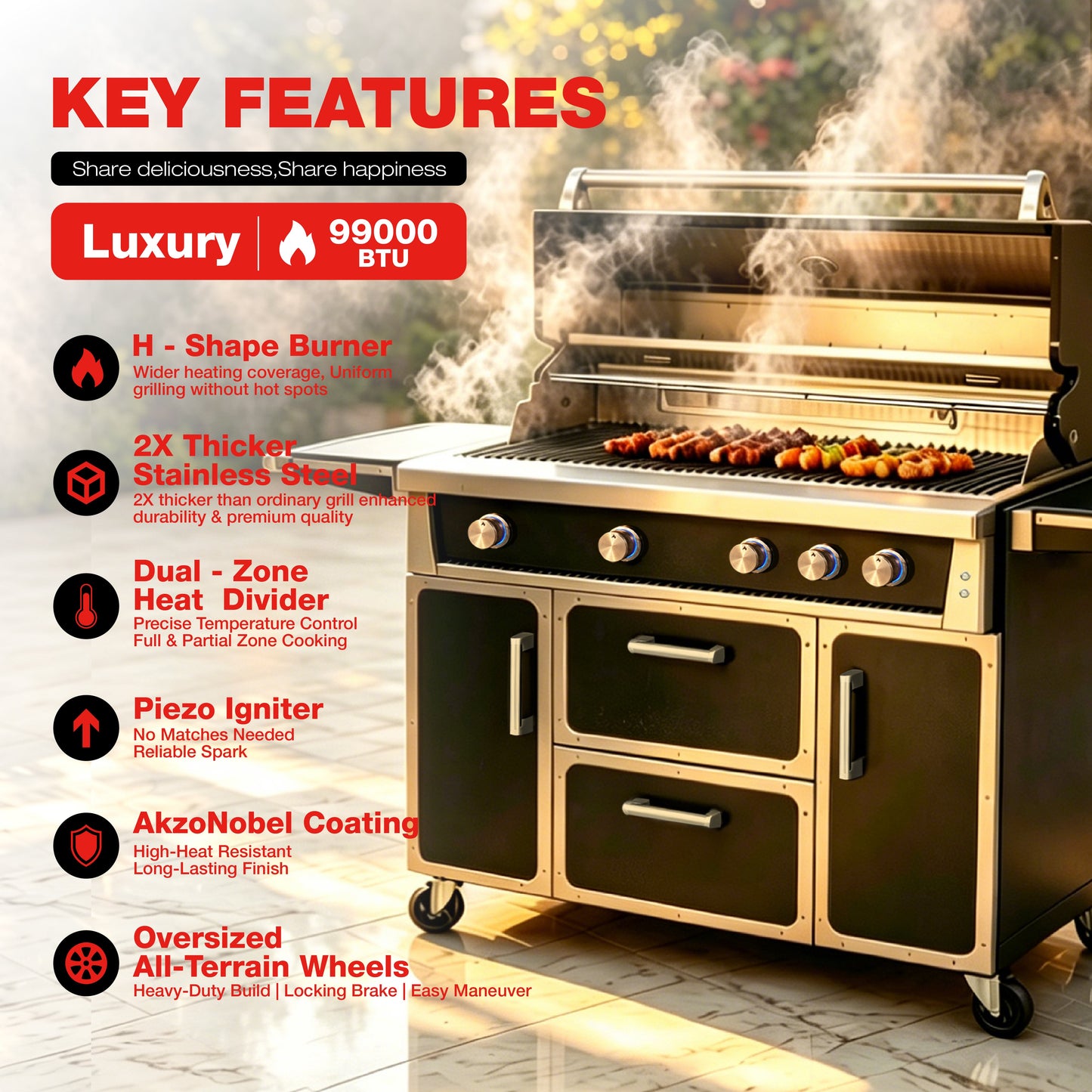 49'' Stainless Steel Standard Grill featuring infrared back burner by HouseOfZazla on Tampa Home & Garden Store