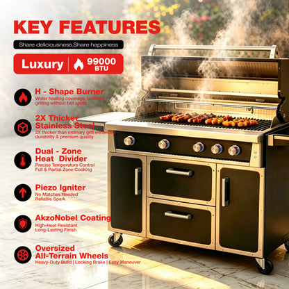 49'' Stainless Steel Standard Grill featuring infrared back burner by HouseOfZazla on Tampa Home & Garden Store