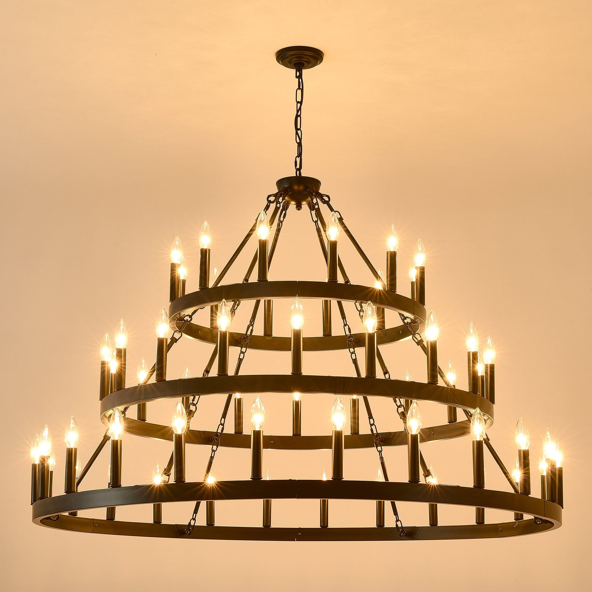 3-tier wagon wheel chandelier, 54-light matte black metal by HouseOfZazla on Tampa Home & Garden Store