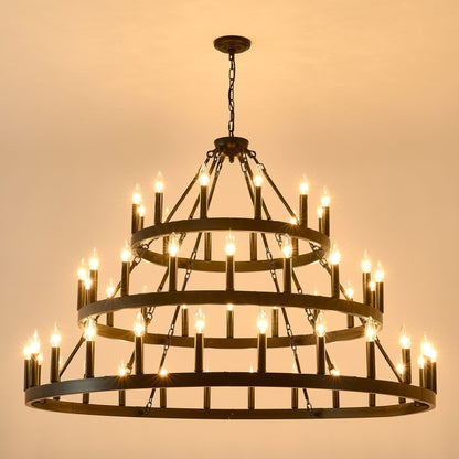 3-tier wagon wheel chandelier, 54-light matte black metal by HouseOfZazla on Tampa Home & Garden Store