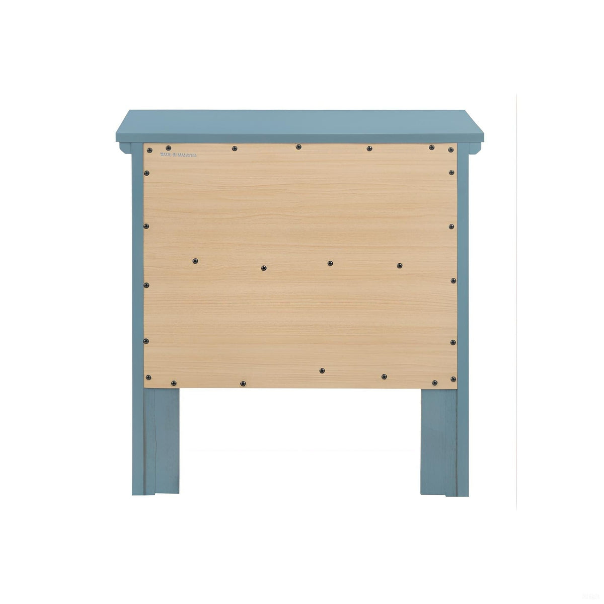 HouseOfZazla accent nightstand blue frame with natural wood dovetailed drawers nickel hardware on Tampa Home & Garden Store