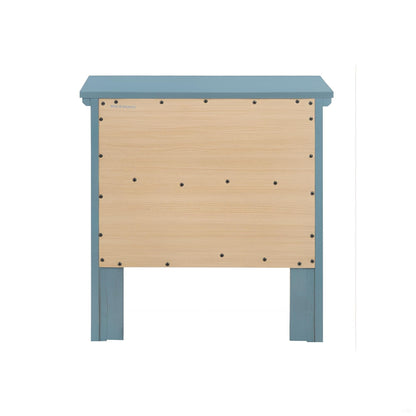 HouseOfZazla accent nightstand blue frame with natural wood dovetailed drawers nickel hardware on Tampa Home & Garden Store