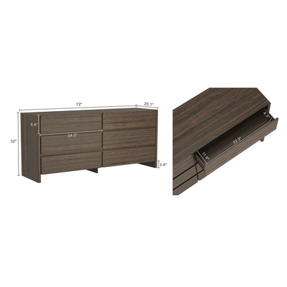 Double Wide Dresser with 6 drawers in dark walnut finish by HouseOfZazla, modern minimalist on Tampa Home & Garden Store