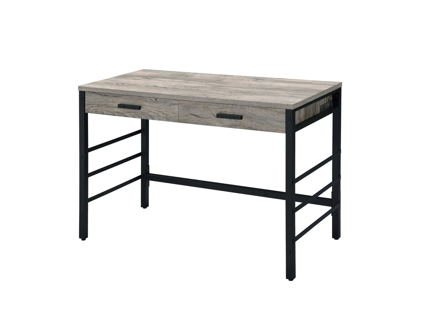 Weathered Writing Desk With USB and Oak Top