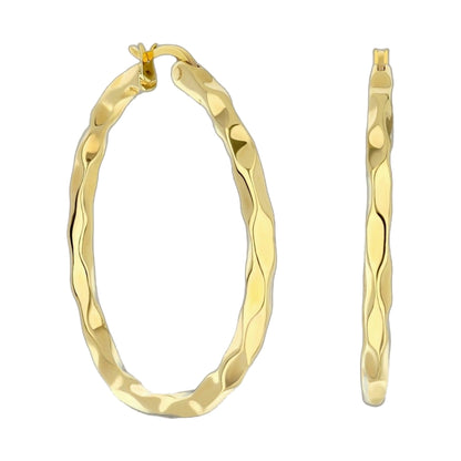 Plain Hoop Earrings gold-tone hammered hoops, close-up view on Tampa Home & Garden Store