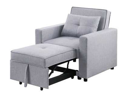 Zoey Convertible Sleeper Chair with Side Pocket in light gray fabric and ottoman extension on Tampa Home & Garden Store
