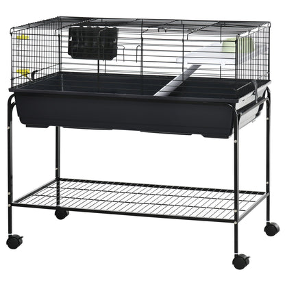 Pawhut two-story black small animal cage on stand with wheels, shelf and ramp by HouseOfZazla on Tampa Home & Garden Store