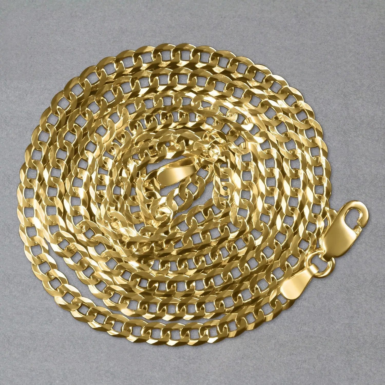14k yellow gold solid curb chain necklace 3.20 mm with polished links by Bids.com on Tampa Home & Garden Store