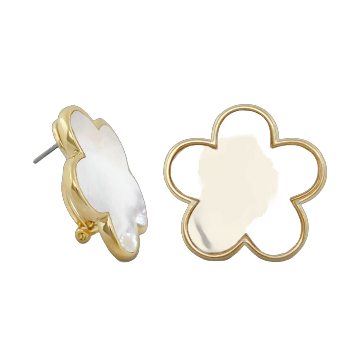Natural Daisy Earring Button pair with white enamel petals and gold trim, 2 pc, Lauren G Adams on Tampa Home & Garden Store