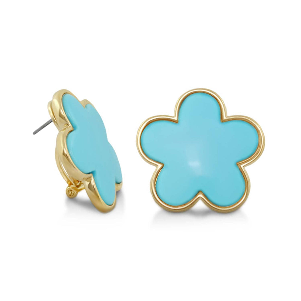 Natural Daisy Earring button earrings turquoise enamel gold-tone Lauren G Adams pair on Tampa Home & Garden Store