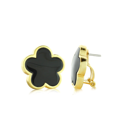 Daisy Love Earrings Framed Flower Clip gold-tone with black enamel center by Lauren G Adams on Tampa Home & Garden Store