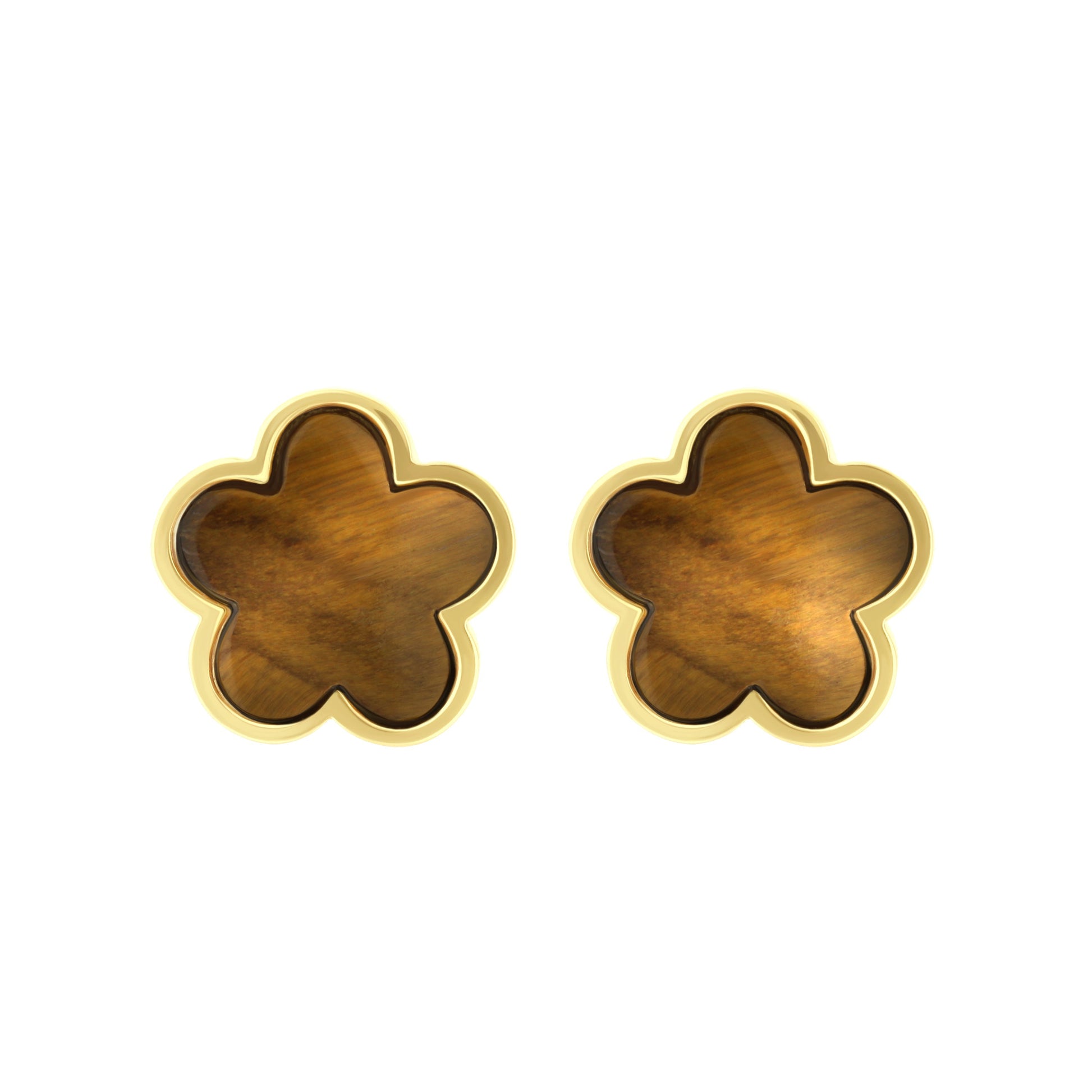 Daisy Love Earrings — Framed Flower Clip pair with gold-tone frames and brown centers on Tampa Home & Garden Store