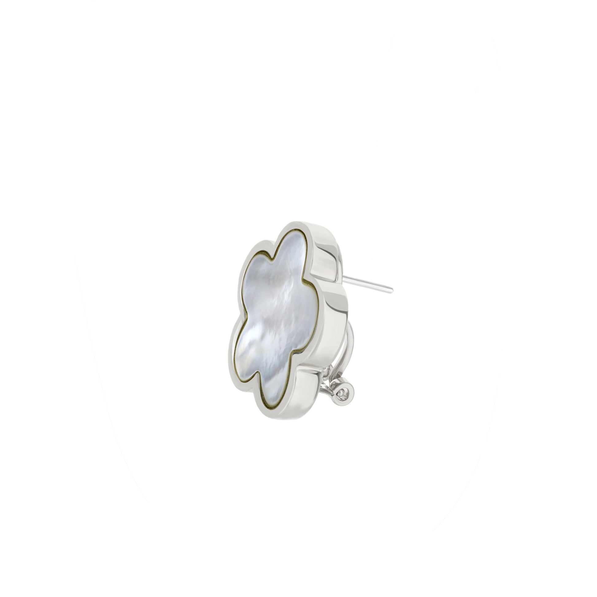 Daisy Love Earrings Clip by Lauren G Adams white mother-of-pearl petals gold trim on Tampa on Tampa Home & Garden Store