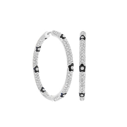 Pave Hoop Earrings Enamel Flower by Lauren G Adams pavé crystals and black enamel accents pair on Tampa Home & Garden Store