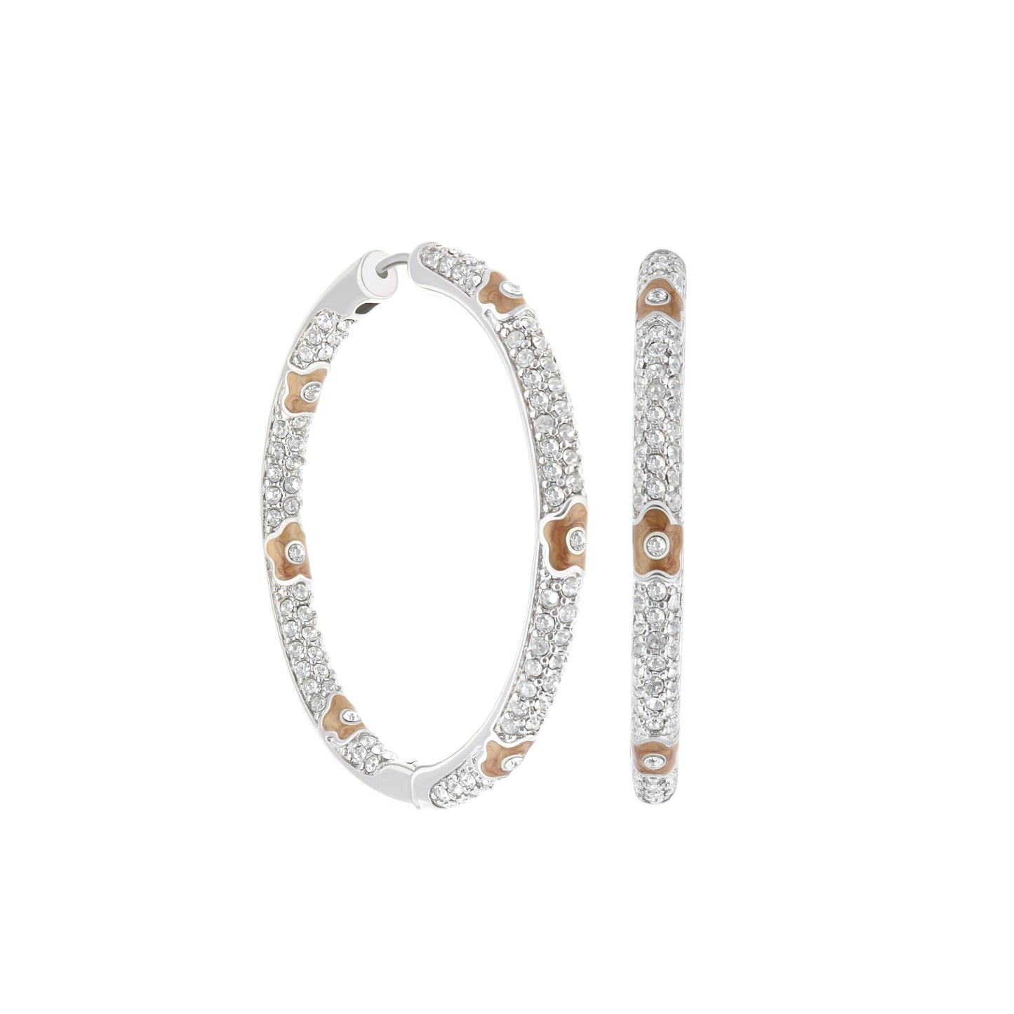 Pave Hoop Earrings Enamel Flower by Lauren G Adams, pavé hoops with enamel accents, 3 pcs on Tampa Home & Garden Store