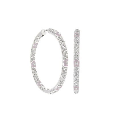 Lauren G Adams pave hoop earrings with lavender enamel flowers and pavé crystals, set of three on Tampa Home & Garden Store