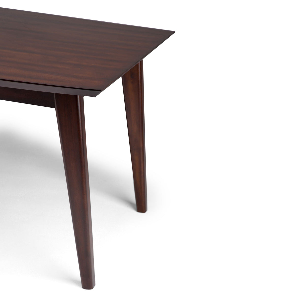 Elegant rubberwood rectangular dining table with dark espresso finish and tapered legs on Tampa Home & Garden Store
