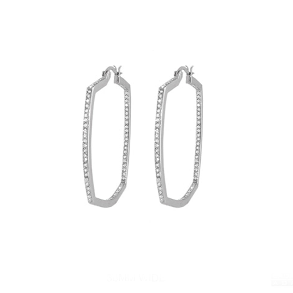 Pave Squared Hoop Earrings, silver-tone pavé hoops, pair, by Lauren G Adams on Tampa Home & Garden Store