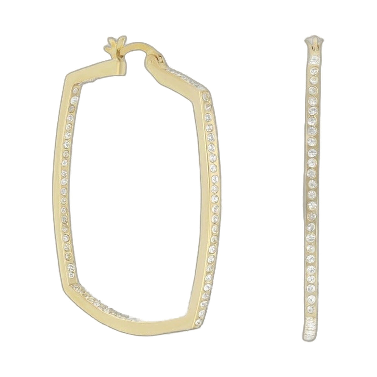 Pave squared hoop earrings pair gold-tone with crystal pave edges by Lauren G Adams on Tampa Home and Garden Store