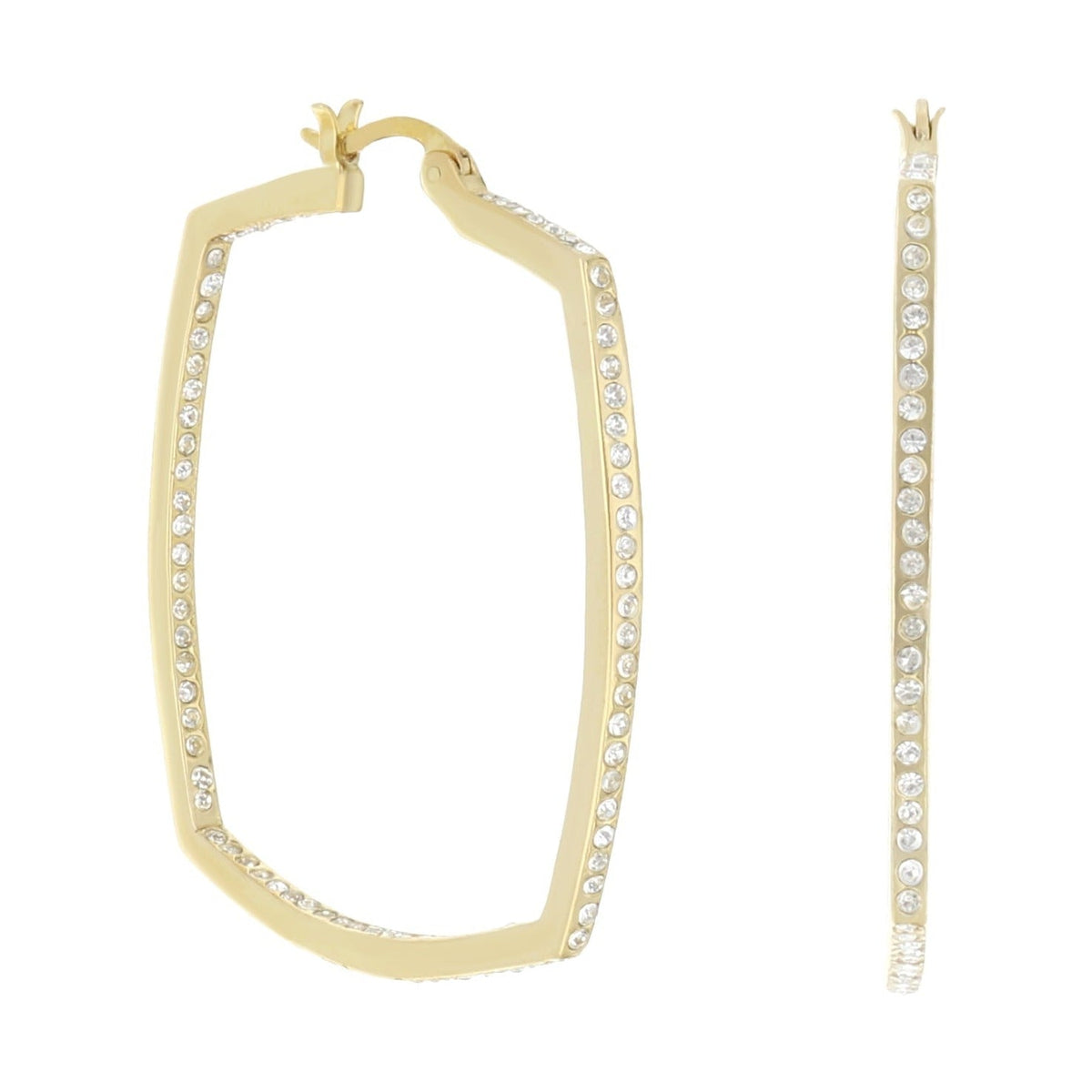 Pave squared hoop earrings pair gold-tone with pavé crystals by Lauren G Adams on Tampa Home & Garden Store