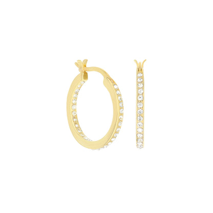 Pave Hoop Earrings — Slim Inlay gold-tone hoops with pave crystals (pair) on Tampa Home & Garden Store