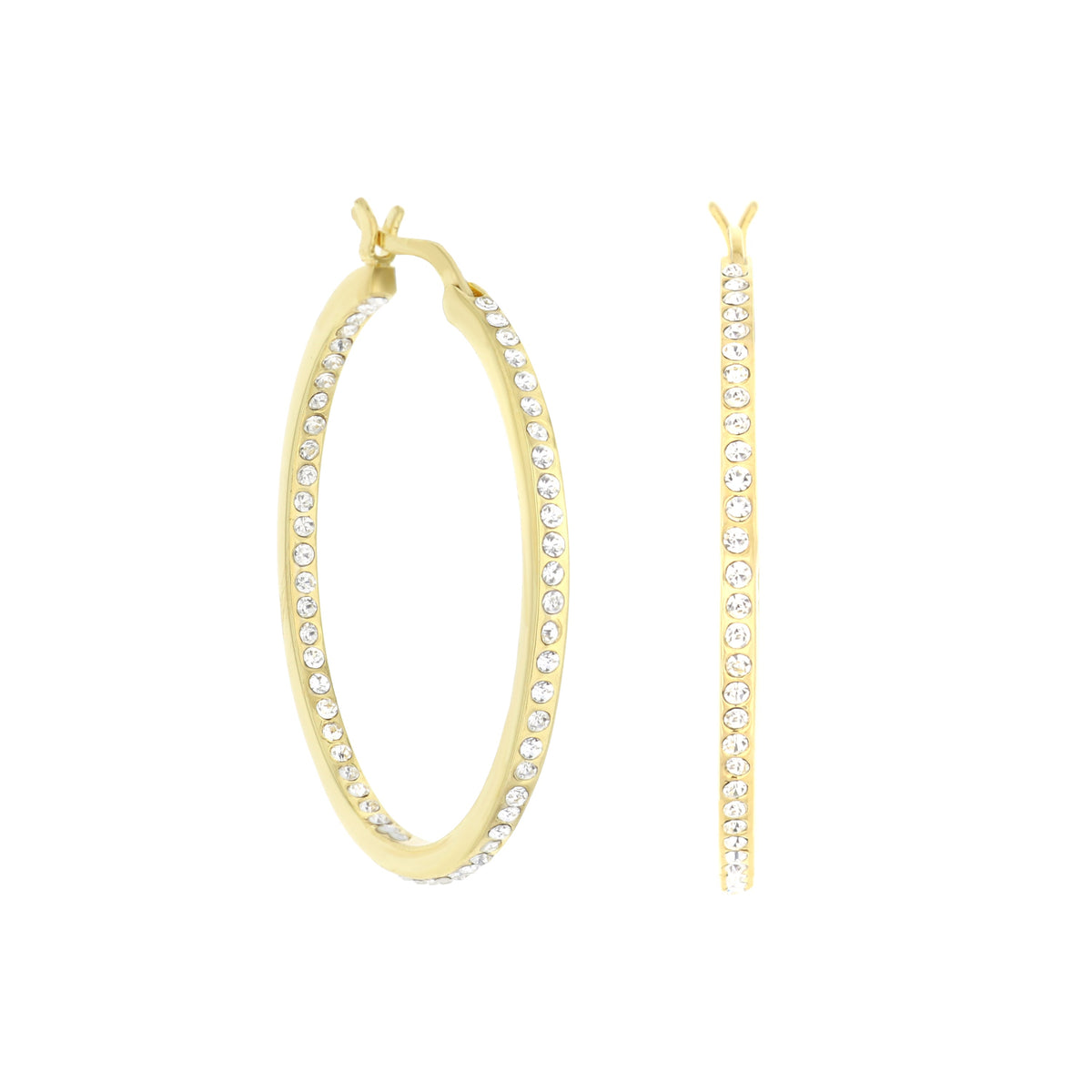 Pave Hoop Earrings Slim Inlay gold-tone hoops with pavé crystals by Lauren G Adams on Tampa Home & Garden Store
