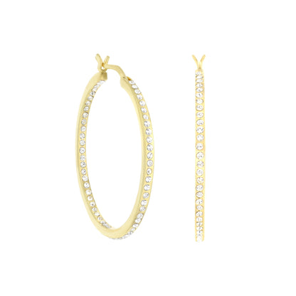 Pave Hoop Earrings Slim Inlay gold-tone hoops with pavé crystals by Lauren G Adams on Tampa Home & Garden Store