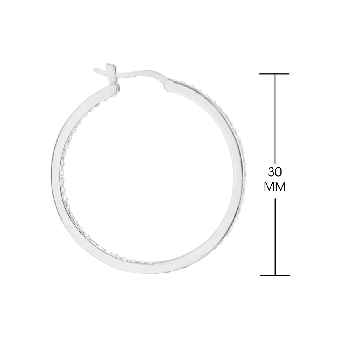 Pave hoop earrings slim inlay by Lauren G Adams, silver-tone hoop with pavé stones, 30 mm on Tampa Home & Garden Store