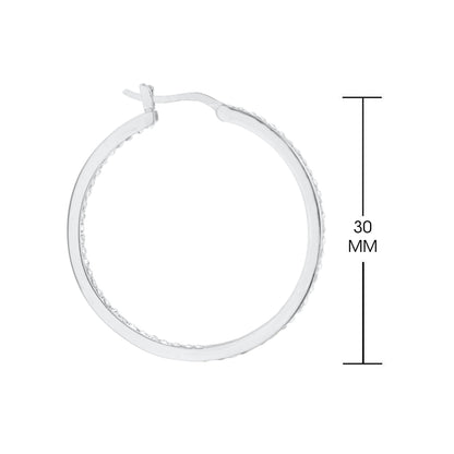 Pave hoop earrings slim inlay by Lauren G Adams, silver-tone hoop with pavé stones, 30 mm on Tampa Home & Garden Store