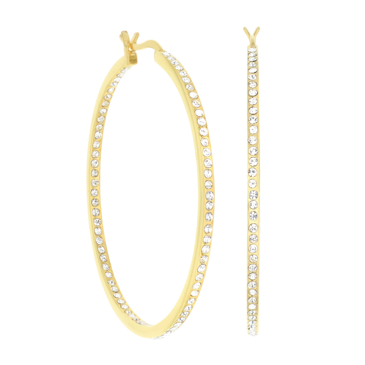 Pave Hoop Earrings — Slim Inlay, gold tone hoops with pavé crystals by Lauren G Adams on Tampa Home & Garden Store