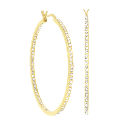 Pave Hoop Earrings — Slim Inlay, gold tone hoops with pavé crystals by Lauren G Adams on Tampa Home & Garden Store