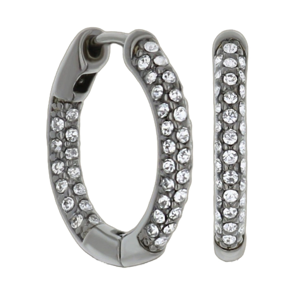 Pave Hoop Earrings pair by Lauren G Adams in silver-tone with pave crystals on Tampa Home & Garden Store
