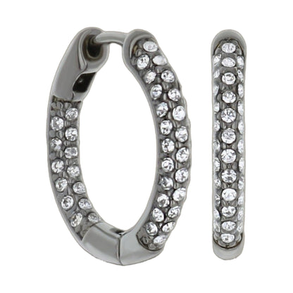 Pave Hoop Earrings pair by Lauren G Adams in silver-tone with pave crystals on Tampa Home & Garden Store