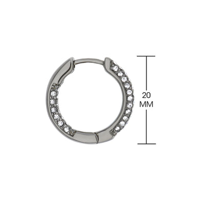 Pave Hoop Earrings silver-tone with crystal pavé along outer edge on Tampa Home & Garden Store