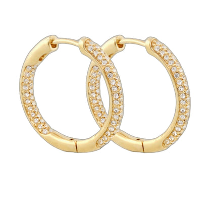 Pave hoop earrings gold-tone with diamond pave detailing by Lauren G Adams on Tampa Home & Garden Store