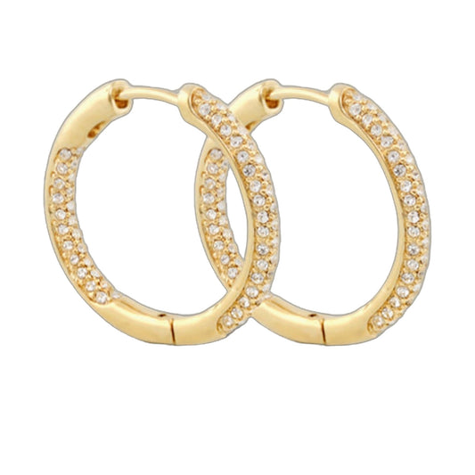 Pave hoop earrings gold-tone with diamond pave detailing by Lauren G Adams on Tampa Home & Garden Store