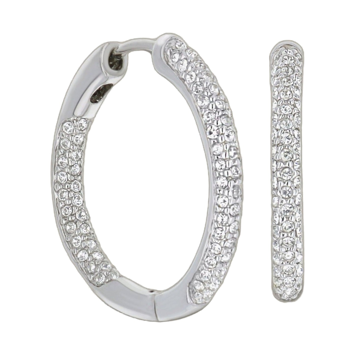 Pave hoop earrings silver-tone with crystal pavé, pair on Tampa Home & Garden Store