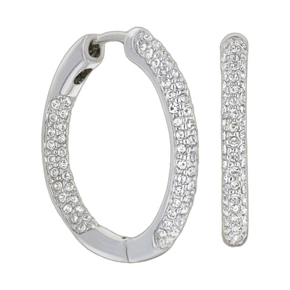 Pave hoop earrings silver-tone with crystal pavé, pair on Tampa Home & Garden Store