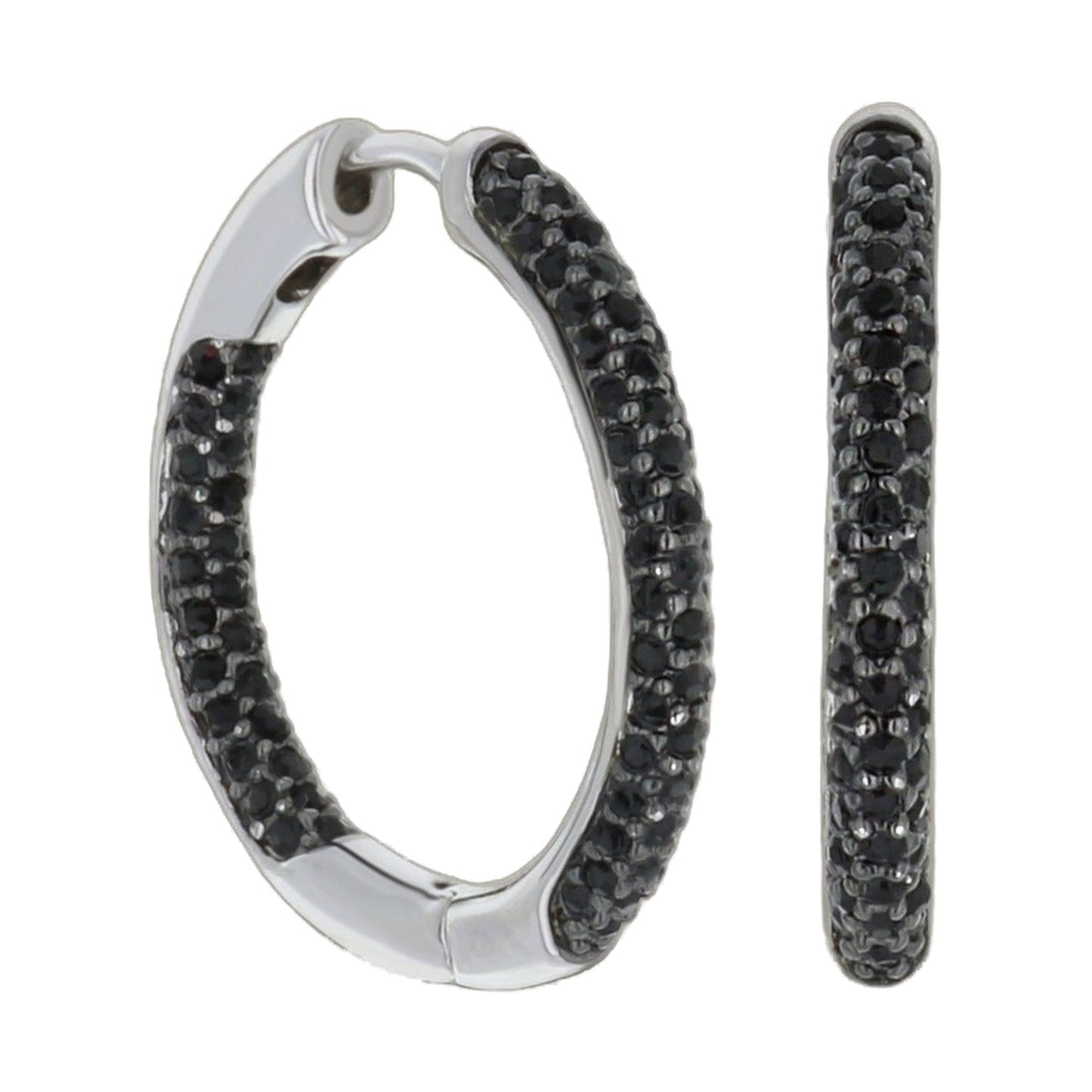 Pave hoop earrings by Lauren G Adams, silver-tone hoops with black pave stones on Tampa Home & Garden Store